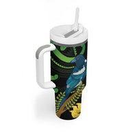 New Zealand Tui Bird Tumbler With Handle Aotearoa Maori With Kowhai Flowers LT14 - Polynesian Pride