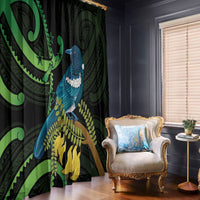 New Zealand Tui Bird Window Curtain Aotearoa Maori With Kowhai Flowers LT14 - Polynesian Pride