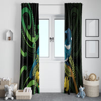 New Zealand Tui Bird Window Curtain Aotearoa Maori With Kowhai Flowers LT14 - Polynesian Pride