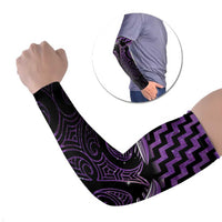 Purple Matariki New Zealand Arm Sleeves Maori Poutama Galaxy Vibes LT14 Set of 2 Purple - Polynesian Pride