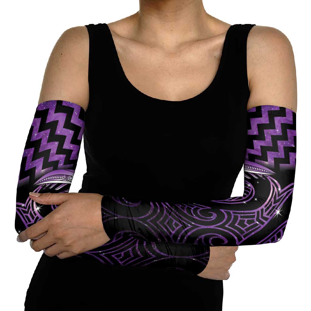 Purple Matariki New Zealand Arm Sleeves Maori Poutama Galaxy Vibes LT14 - Polynesian Pride