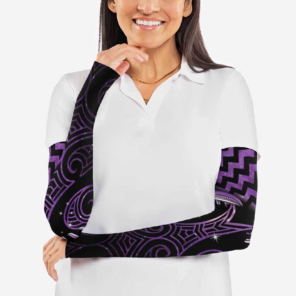 Purple Matariki New Zealand Arm Sleeves Maori Poutama Galaxy Vibes LT14 - Polynesian Pride