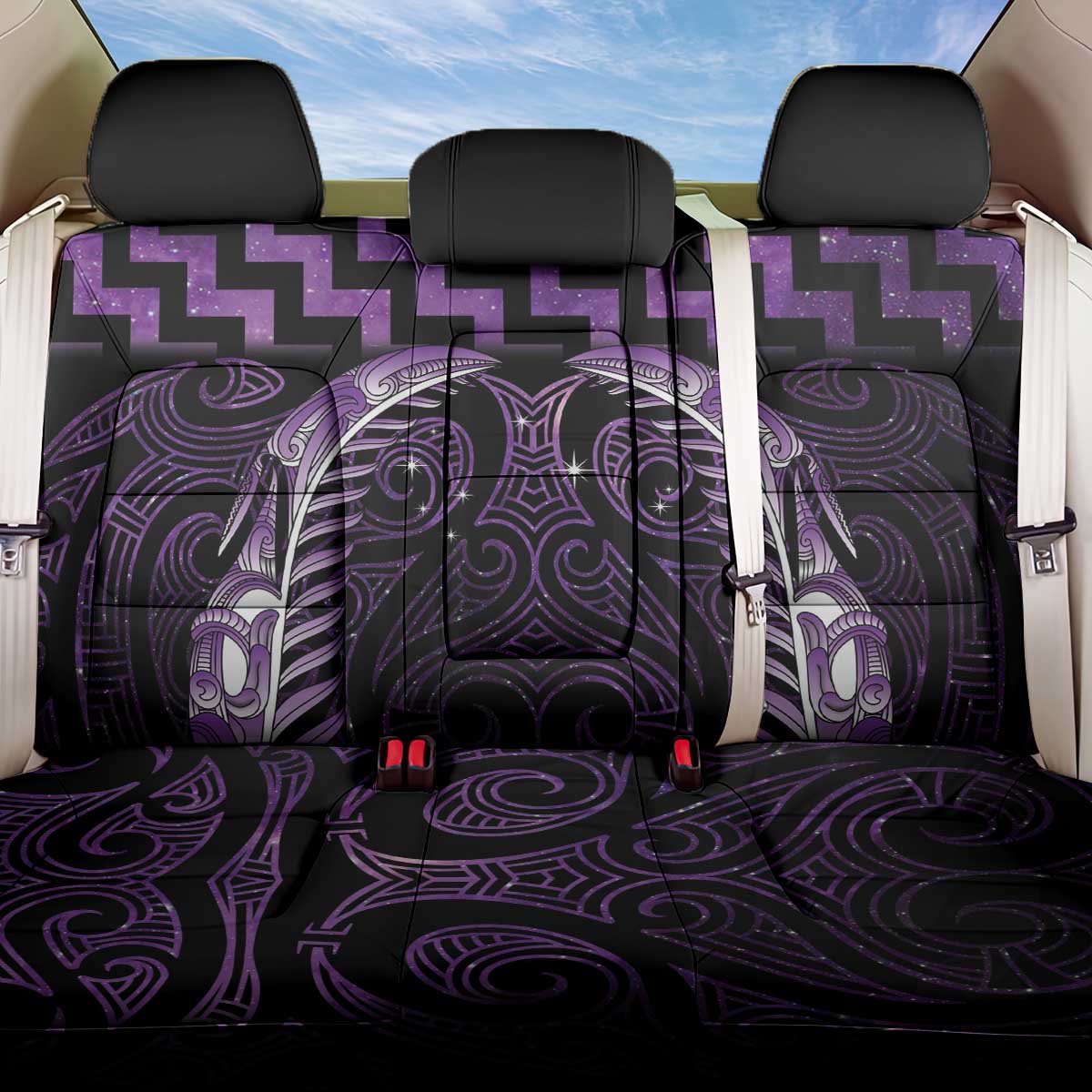 Purple Matariki New Zealand Back Car Seat Cover Maori Poutama Galaxy Vibes LT14 One Size Purple - Polynesian Pride