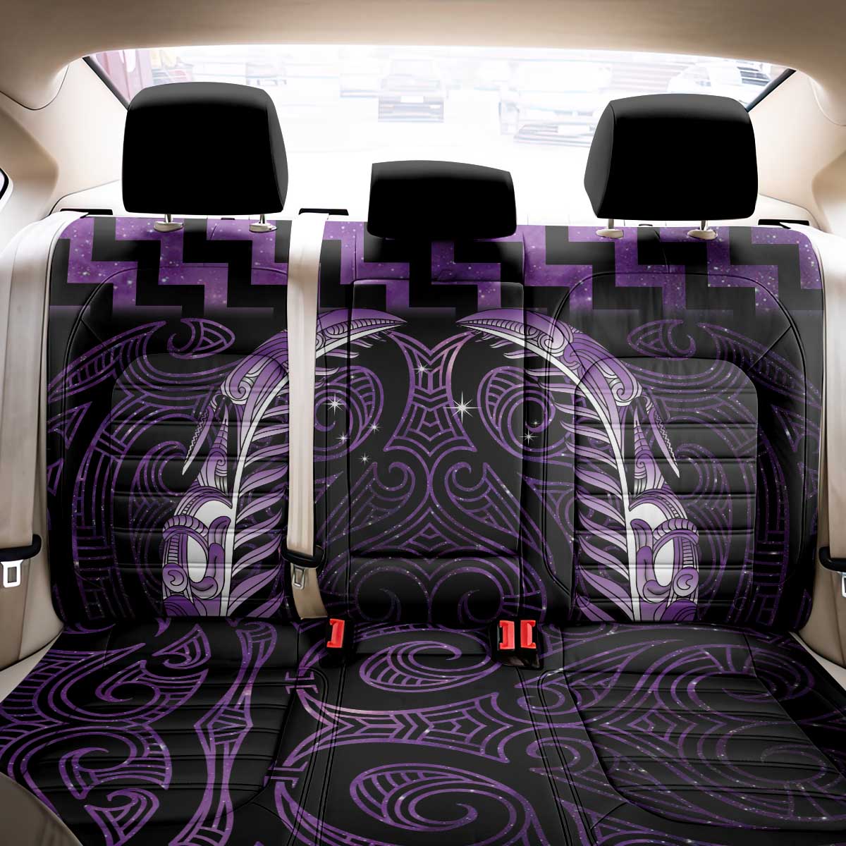 Purple Matariki New Zealand Back Car Seat Cover Maori Poutama Galaxy Vibes LT14 - Polynesian Pride