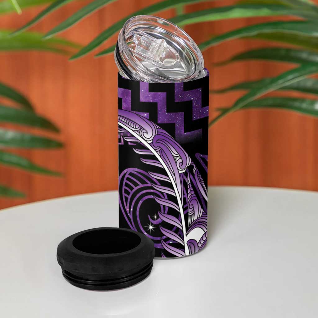 Purple Matariki New Zealand 4 in 1 Can Cooler Tumbler Maori Poutama Galaxy Vibes LT14 - Polynesian Pride