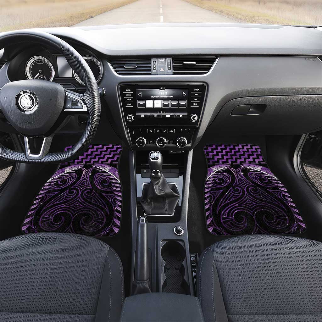 Purple Matariki New Zealand Car Mats Maori Poutama Galaxy Vibes LT14 Set 2pcs - Front Purple - Polynesian Pride