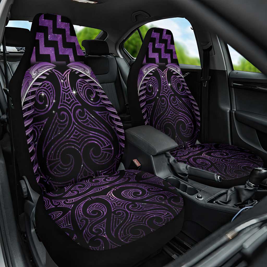 Purple Matariki New Zealand Car Seat Cover Maori Poutama Galaxy Vibes LT14 One Size Purple - Polynesian Pride