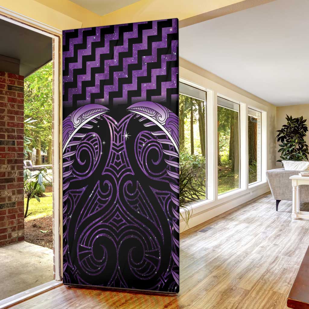 Purple Matariki New Zealand Door Cover Maori Poutama Galaxy Vibes LT14 - Polynesian Pride