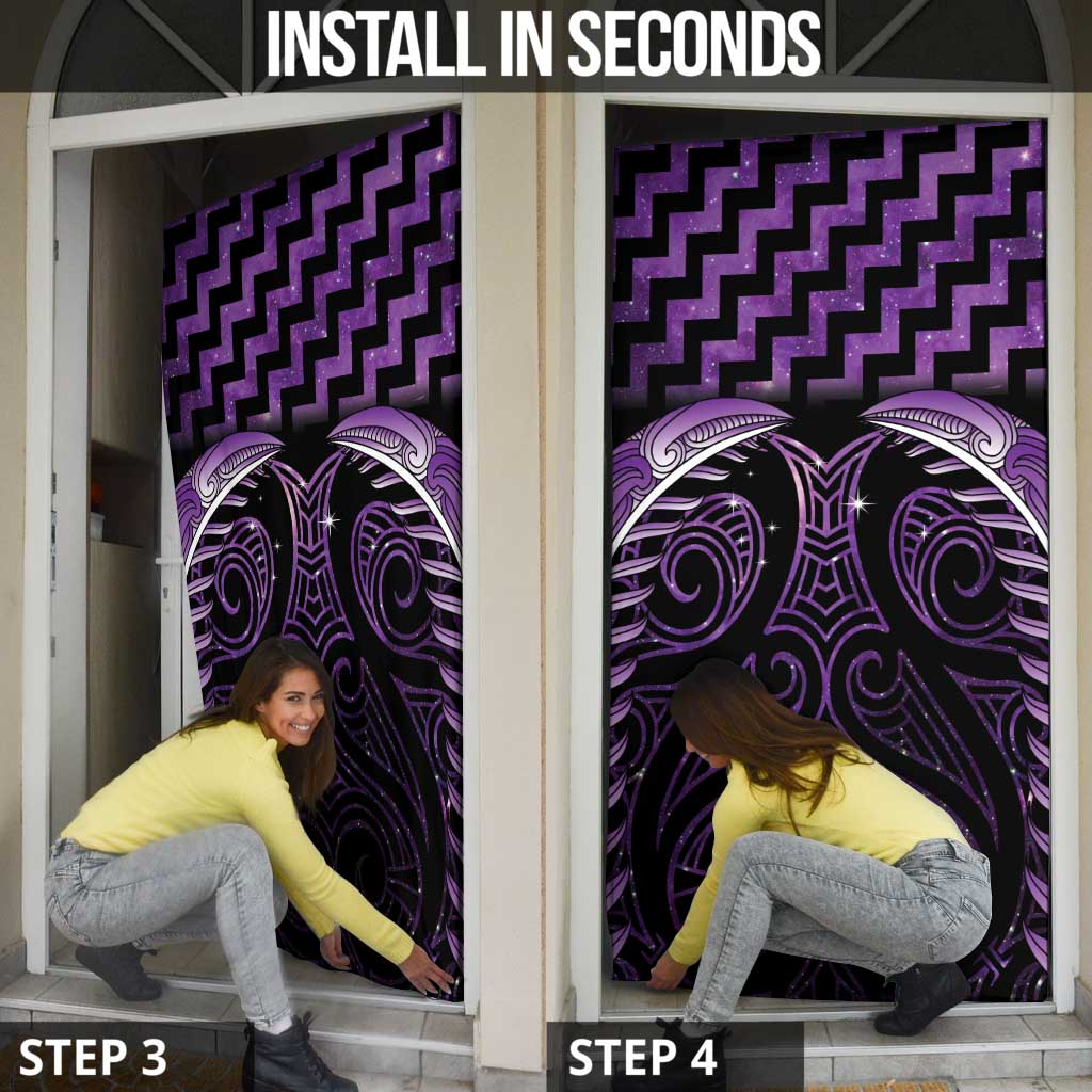 Purple Matariki New Zealand Door Cover Maori Poutama Galaxy Vibes LT14 - Polynesian Pride