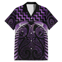 Purple Matariki New Zealand Family Matching Mermaid Dress and Hawaiian Shirt Maori Poutama Galaxy Vibes LT14 Dad's Shirt - Short Sleeve Purple - Polynesian Pride