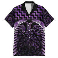 Purple Matariki New Zealand Family Matching Off The Shoulder Long Sleeve Dress and Hawaiian Shirt Maori Poutama Galaxy Vibes LT14 Dad's Shirt - Short Sleeve Purple - Polynesian Pride