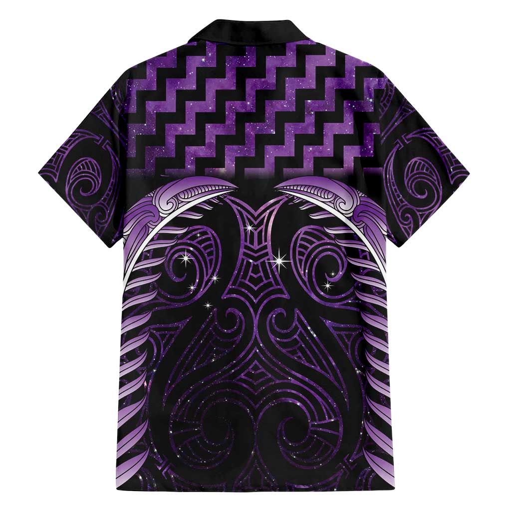 Purple Matariki New Zealand Family Matching Off Shoulder Maxi Dress and Hawaiian Shirt Maori Poutama Galaxy Vibes LT14 - Polynesian Pride