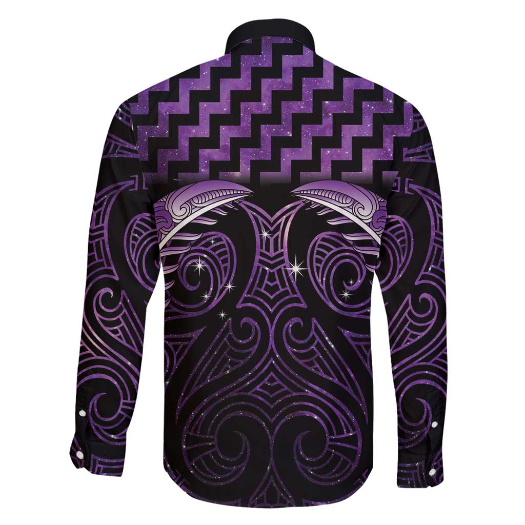 Purple Matariki New Zealand Family Matching Puletasi and Hawaiian Shirt Maori Poutama Galaxy Vibes LT14 - Polynesian Pride