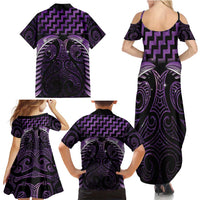 Purple Matariki New Zealand Family Matching Summer Maxi Dress and Hawaiian Shirt Maori Poutama Galaxy Vibes LT14 - Polynesian Pride