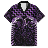 Purple Matariki New Zealand Family Matching Summer Maxi Dress and Hawaiian Shirt Maori Poutama Galaxy Vibes LT14 Dad's Shirt - Short Sleeve Purple - Polynesian Pride