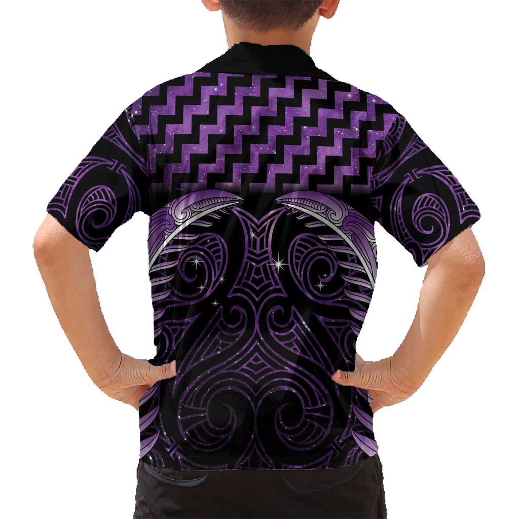 Purple Matariki New Zealand Family Matching Tank Maxi Dress and Hawaiian Shirt Maori Poutama Galaxy Vibes LT14 - Polynesian Pride