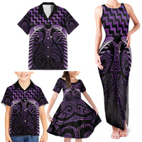 Purple Matariki New Zealand Family Matching Tank Maxi Dress and Hawaiian Shirt Maori Poutama Galaxy Vibes LT14 - Polynesian Pride