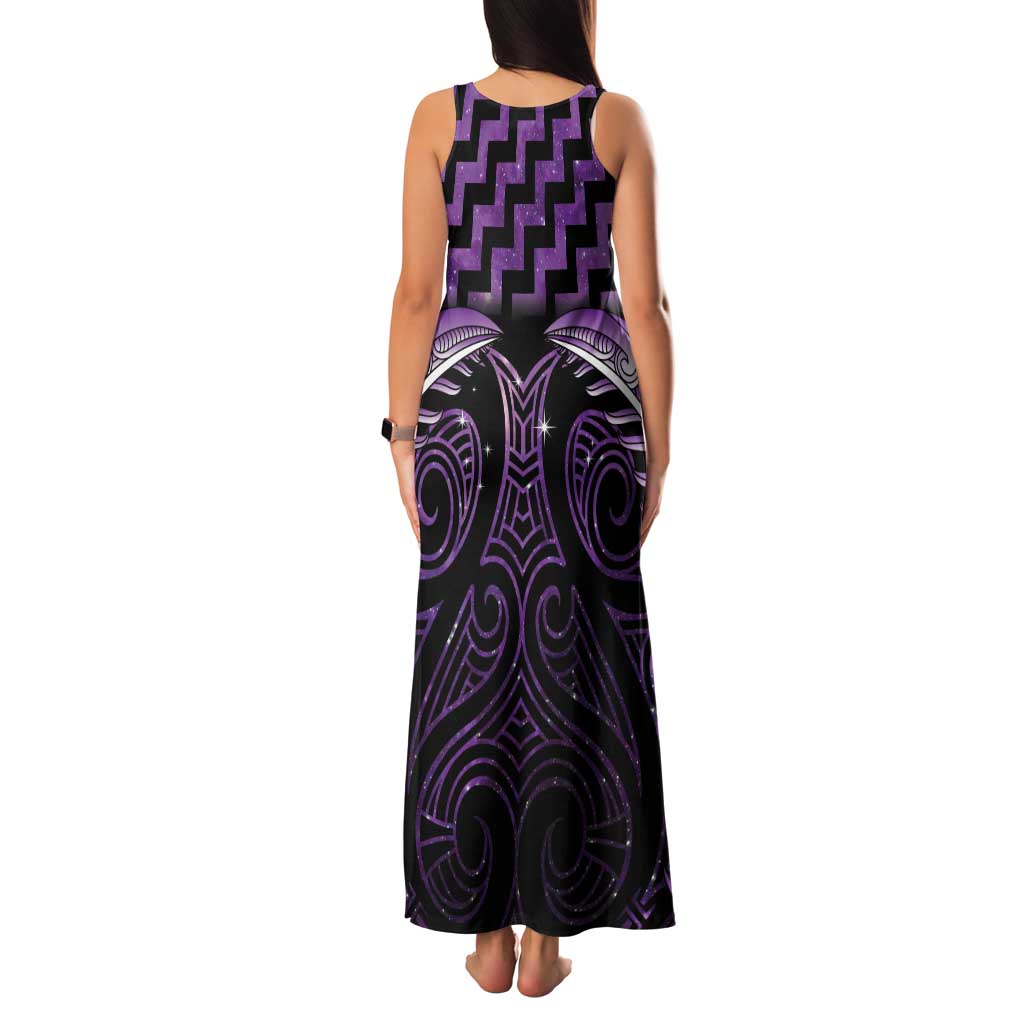 Purple Matariki New Zealand Family Matching Tank Maxi Dress and Hawaiian Shirt Maori Poutama Galaxy Vibes LT14 - Polynesian Pride