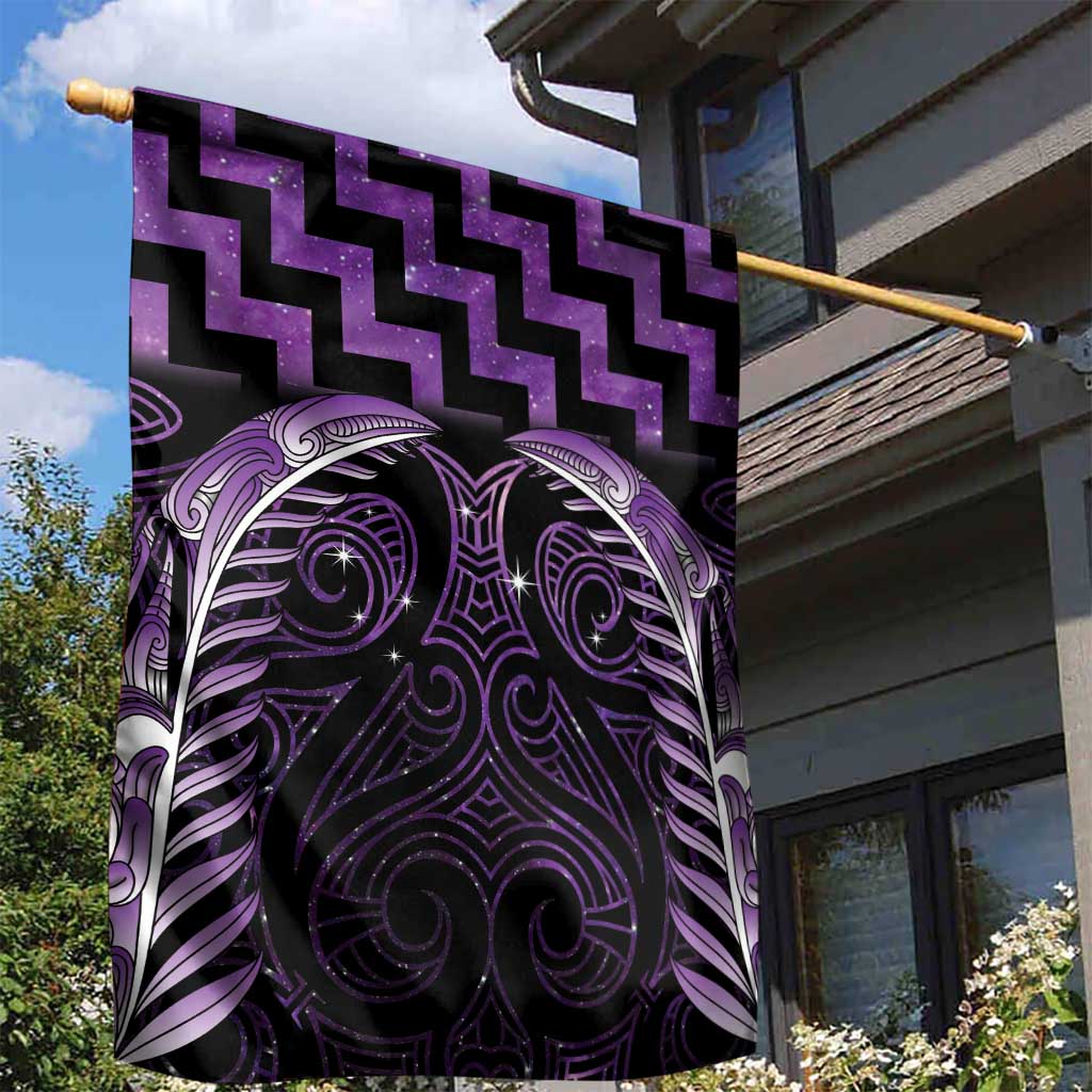 Purple Matariki New Zealand Garden Flag Maori Poutama Galaxy Vibes LT14 - Polynesian Pride