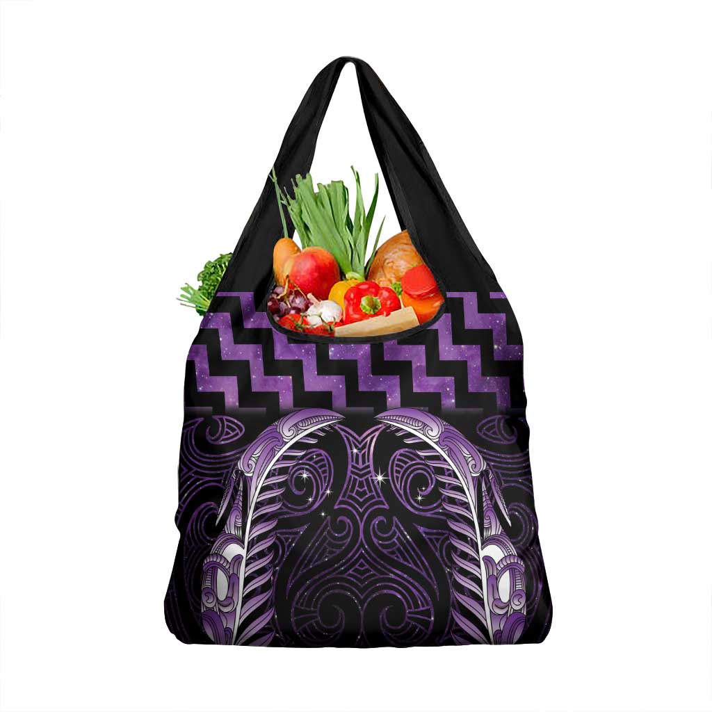 Purple Matariki New Zealand Grocery Bag Maori Poutama Galaxy Vibes LT14 1-pack One Size Purple - Polynesian Pride