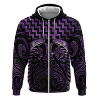Purple Matariki New Zealand Hoodie Maori Poutama Galaxy Vibes LT14 Zip Hoodie Purple - Polynesian Pride