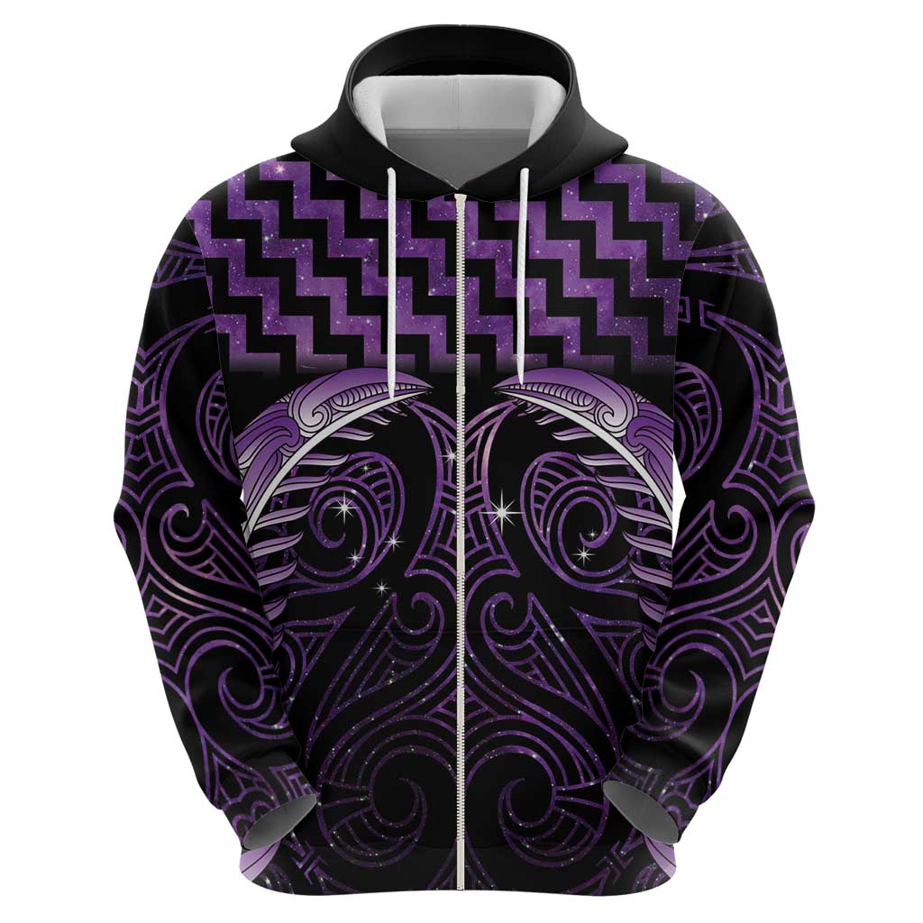 Purple Matariki New Zealand Hoodie Maori Poutama Galaxy Vibes LT14 - Polynesian Pride