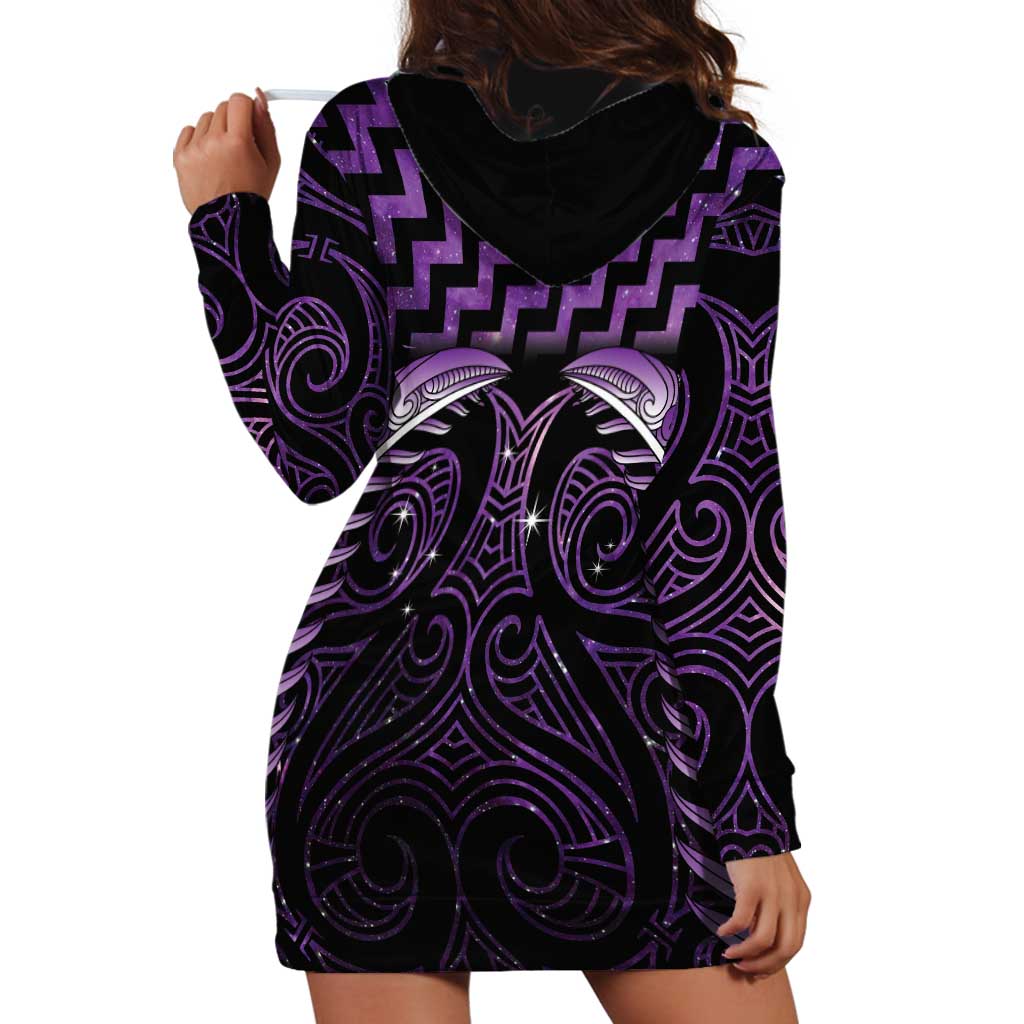 Purple Matariki New Zealand Hoodie Dress Maori Poutama Galaxy Vibes LT14 - Polynesian Pride