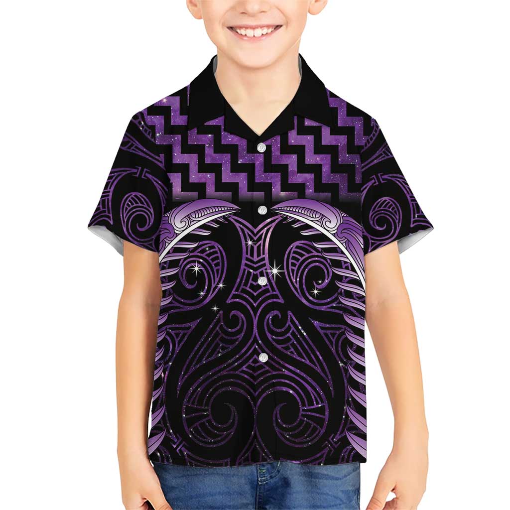 Purple Matariki New Zealand Kid Hawaiian Shirt Maori Poutama Galaxy Vibes LT14 Kid Purple - Polynesian Pride