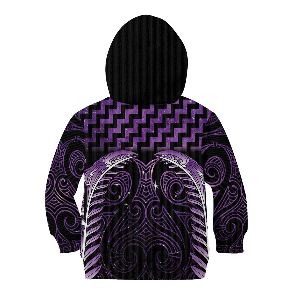 Purple Matariki New Zealand Kid Hoodie Maori Poutama Galaxy Vibes LT14 - Polynesian Pride