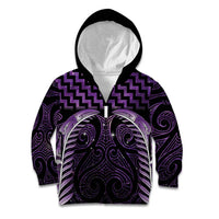 Purple Matariki New Zealand Kid Hoodie Maori Poutama Galaxy Vibes LT14 Zip Hoodie Purple - Polynesian Pride