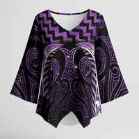 Purple Matariki New Zealand Kimono Sleeve Blouse Maori Poutama Galaxy Vibes LT14 Female Purple - Polynesian Pride