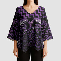 Purple Matariki New Zealand Kimono Sleeve Blouse Maori Poutama Galaxy Vibes LT14 - Polynesian Pride