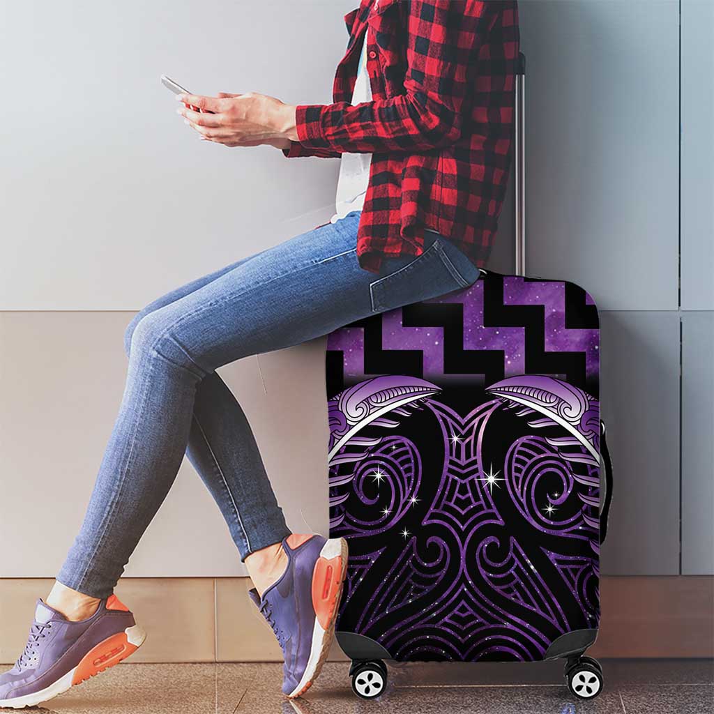 Purple Matariki New Zealand Luggage Cover Maori Poutama Galaxy Vibes