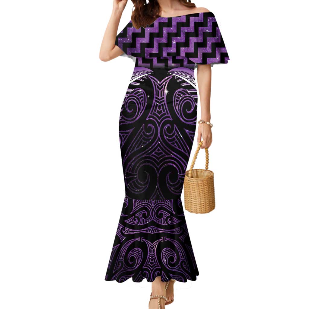 Purple Matariki New Zealand Mermaid Dress Maori Poutama Galaxy Vibes LT14 Women Purple - Polynesian Pride