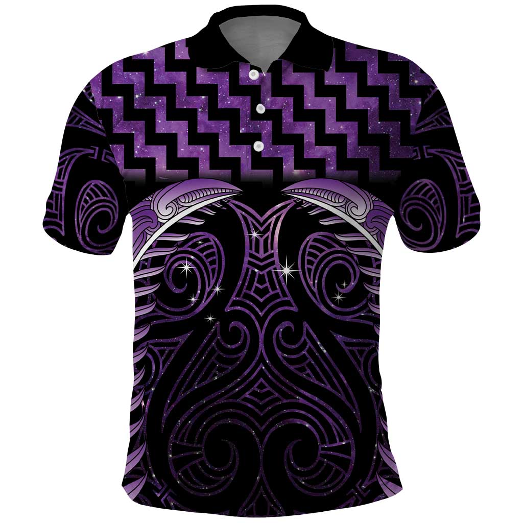 Purple Matariki New Zealand Polo Shirt Maori Poutama Galaxy Vibes LT14 Purple - Polynesian Pride