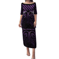 Purple Matariki New Zealand Puletasi Maori Poutama Galaxy Vibes LT14 Long Dress Purple - Polynesian Pride