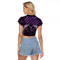 Purple Matariki New Zealand Raglan Cropped T Shirt Maori Poutama Galaxy Vibes LT14 - Polynesian Pride