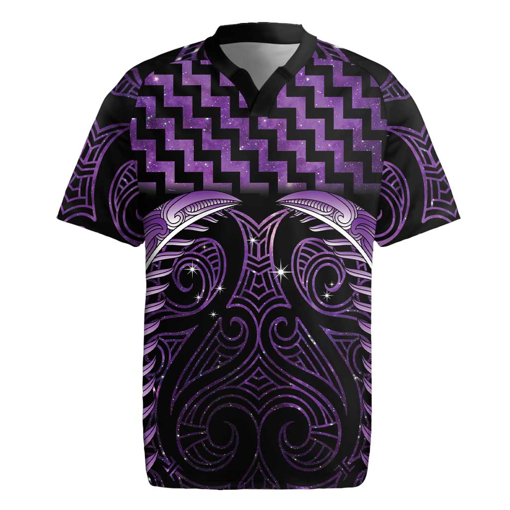 Purple Matariki New Zealand Rugby Jersey Maori Poutama Galaxy Vibes LT14 Purple - Polynesian Pride