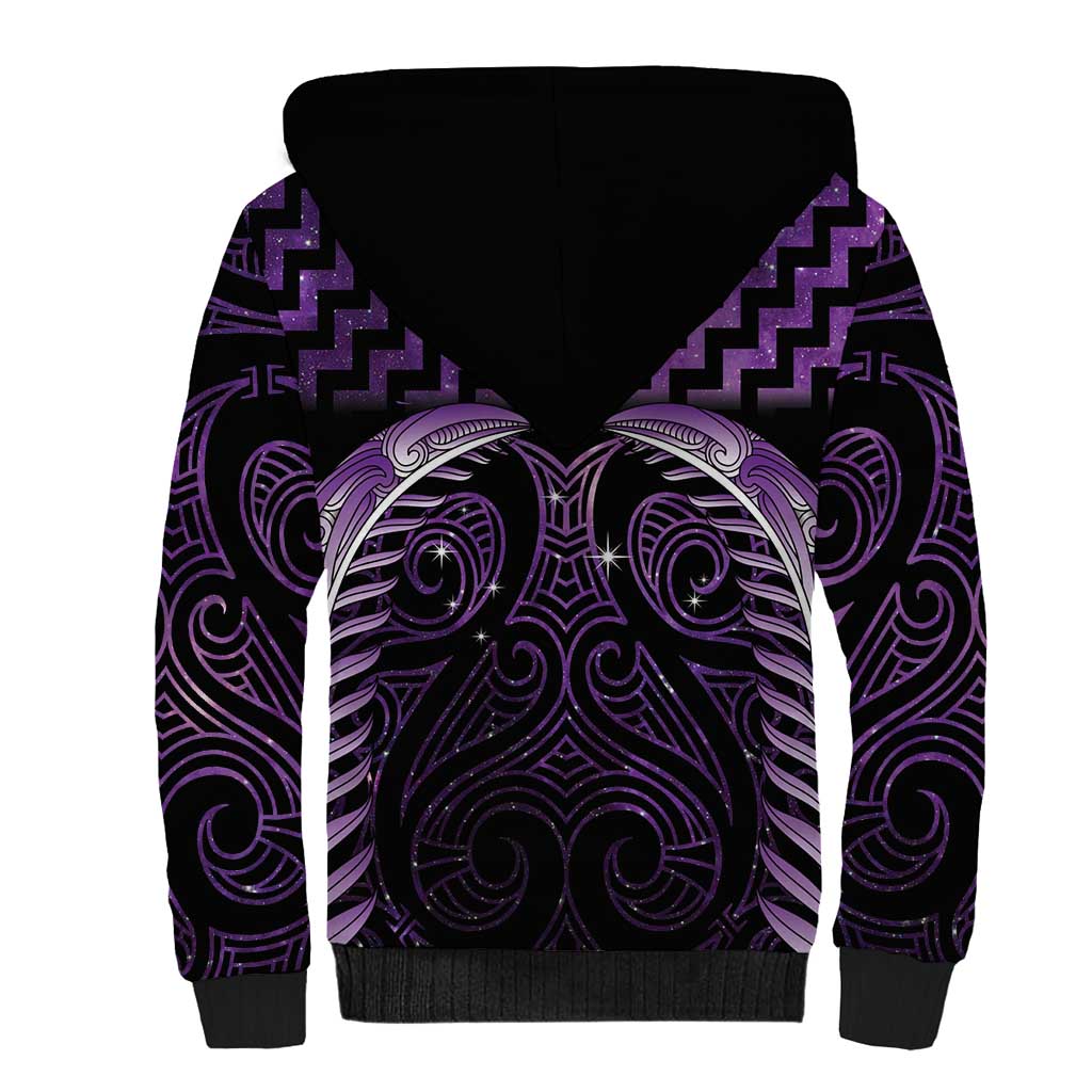 Purple Matariki New Zealand Sherpa Hoodie Maori Poutama Galaxy Vibes LT14 - Polynesian Pride