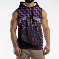 Purple Matariki New Zealand Sleeveless Zip Hoodie Maori Poutama Galaxy Vibes LT14 - Polynesian Pride