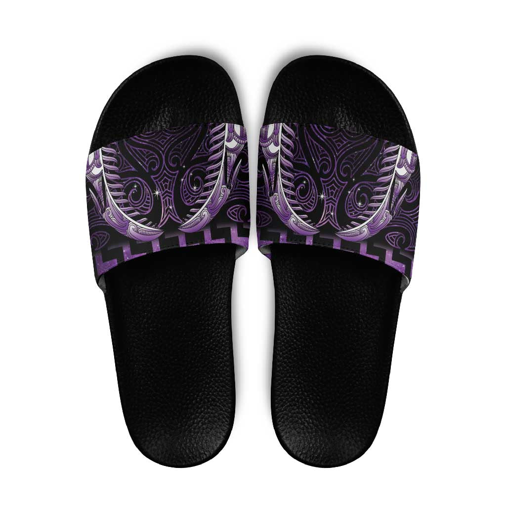 Purple Matariki New Zealand Slide Sandals Maori Poutama Galaxy Vibes LT14 Purple - Polynesian Pride