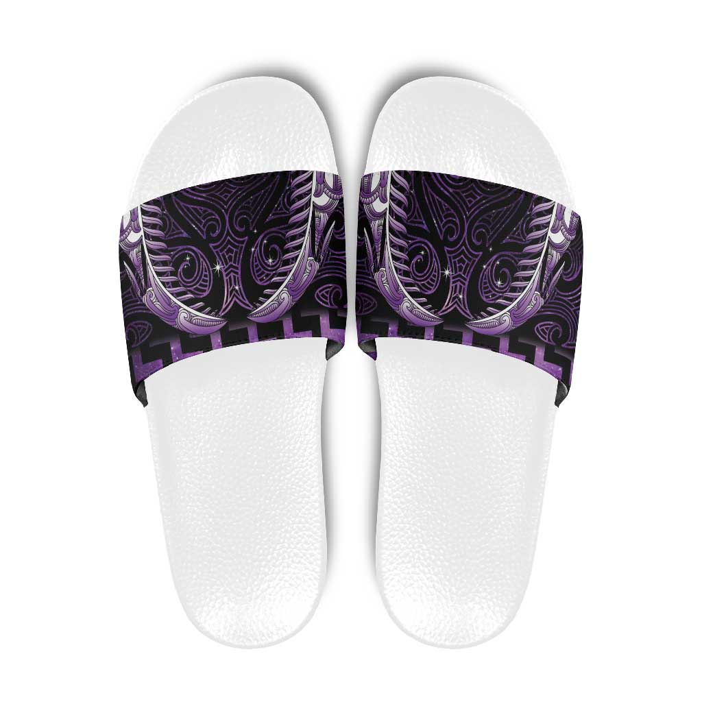Purple Matariki New Zealand Slide Sandals Maori Poutama Galaxy Vibes LT14 Purple - Polynesian Pride