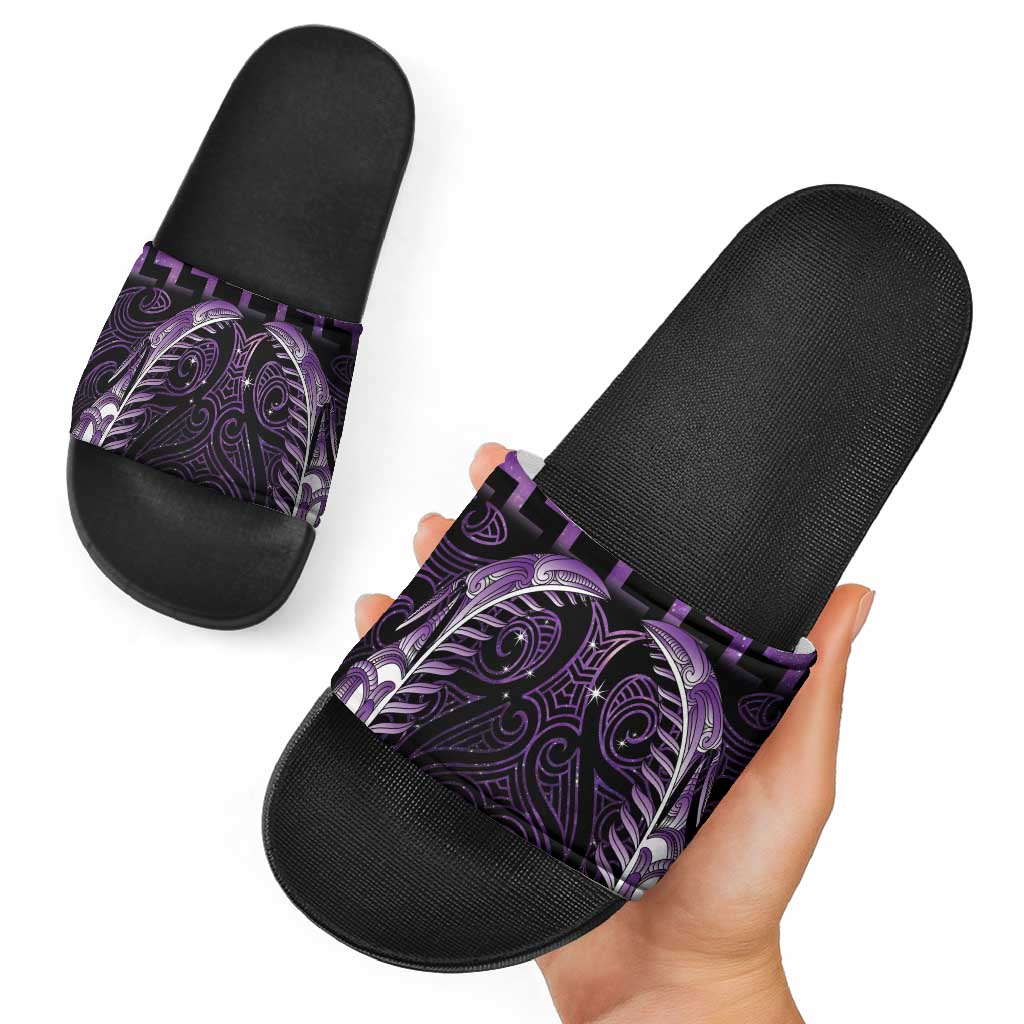 Purple Matariki New Zealand Slide Sandals Maori Poutama Galaxy Vibes LT14 - Polynesian Pride