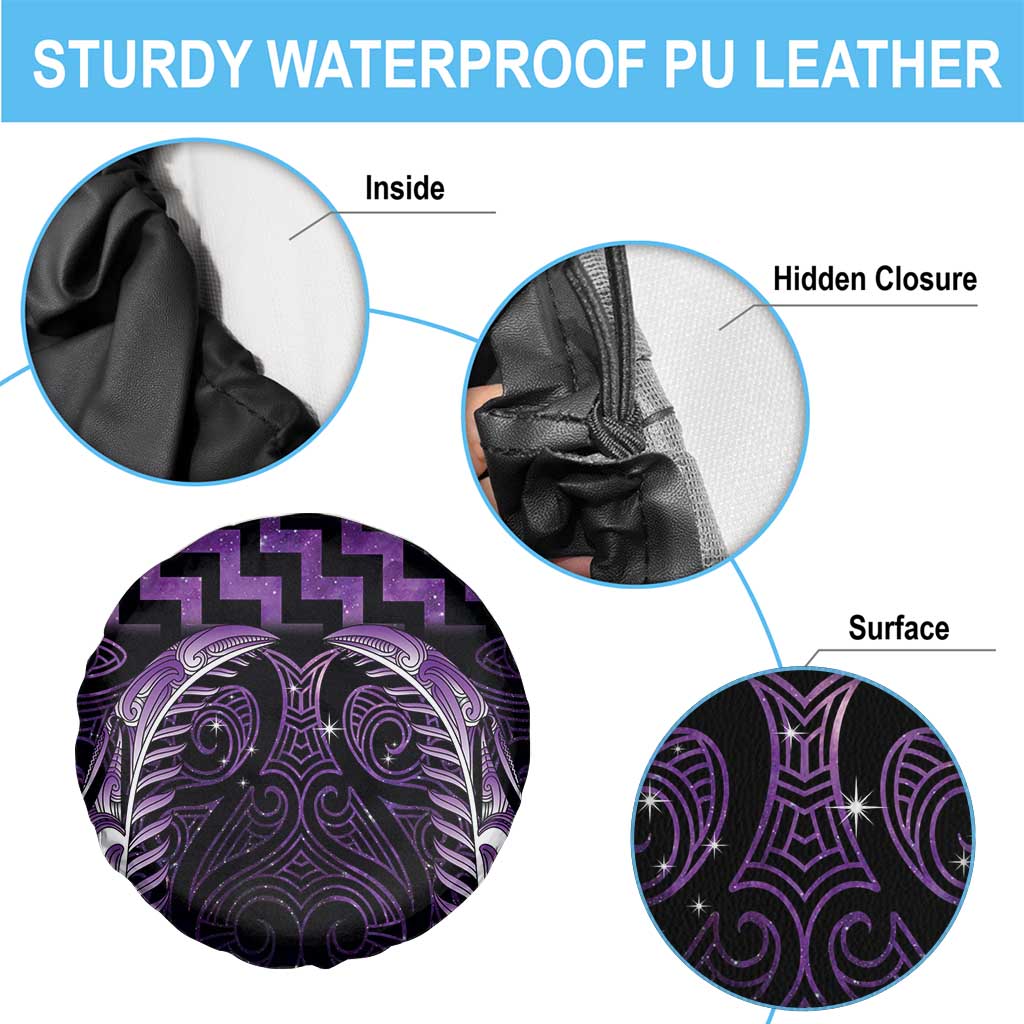 Purple Matariki New Zealand Spare Tire Cover Maori Poutama Galaxy Vibes LT14 - Polynesian Pride