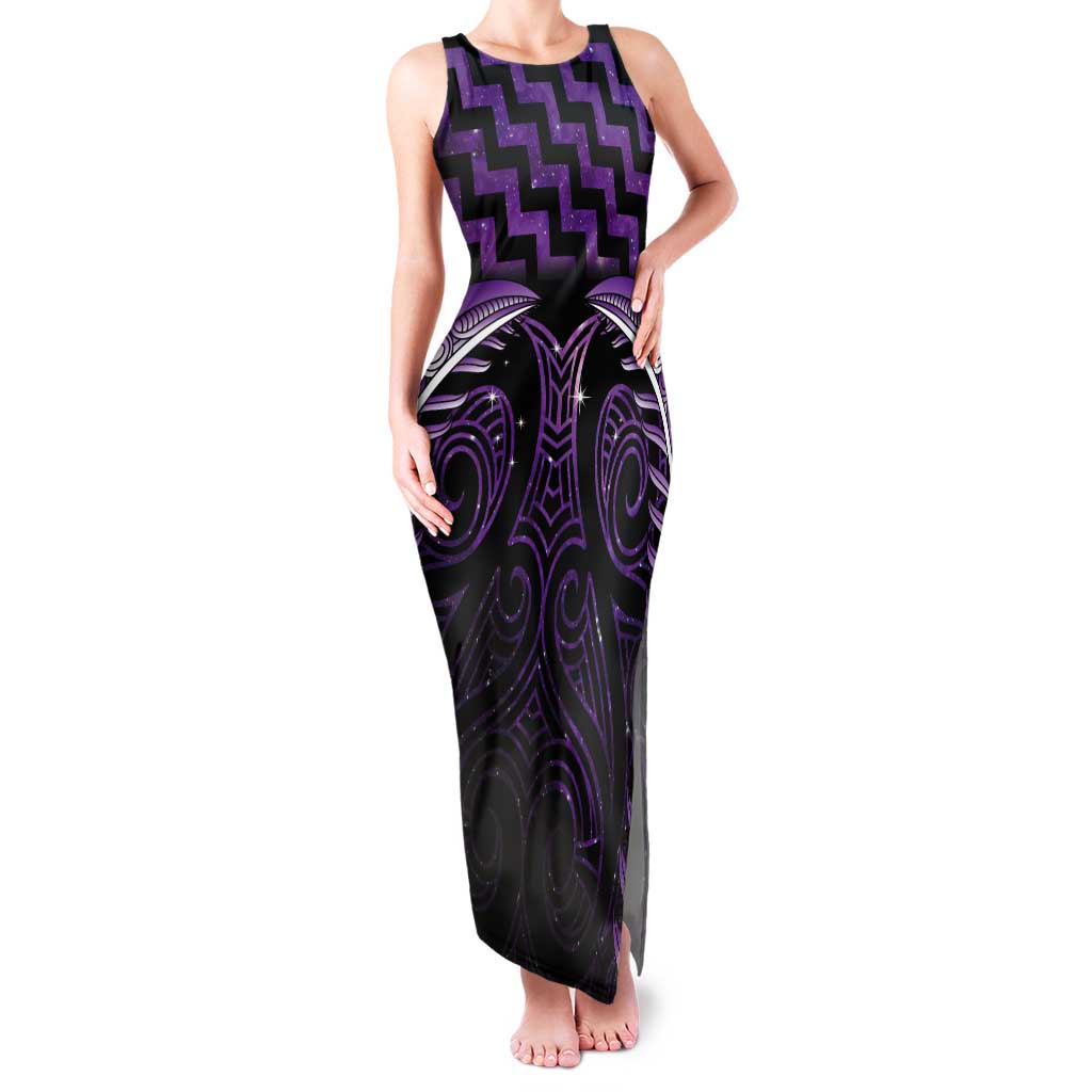Purple Matariki New Zealand Tank Maxi Dress Maori Poutama Galaxy Vibes LT14 Women Purple - Polynesian Pride