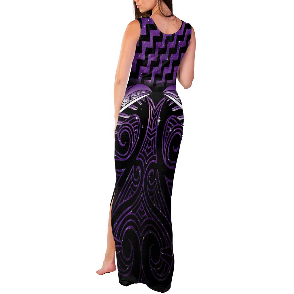 Purple Matariki New Zealand Tank Maxi Dress Maori Poutama Galaxy Vibes LT14 - Polynesian Pride