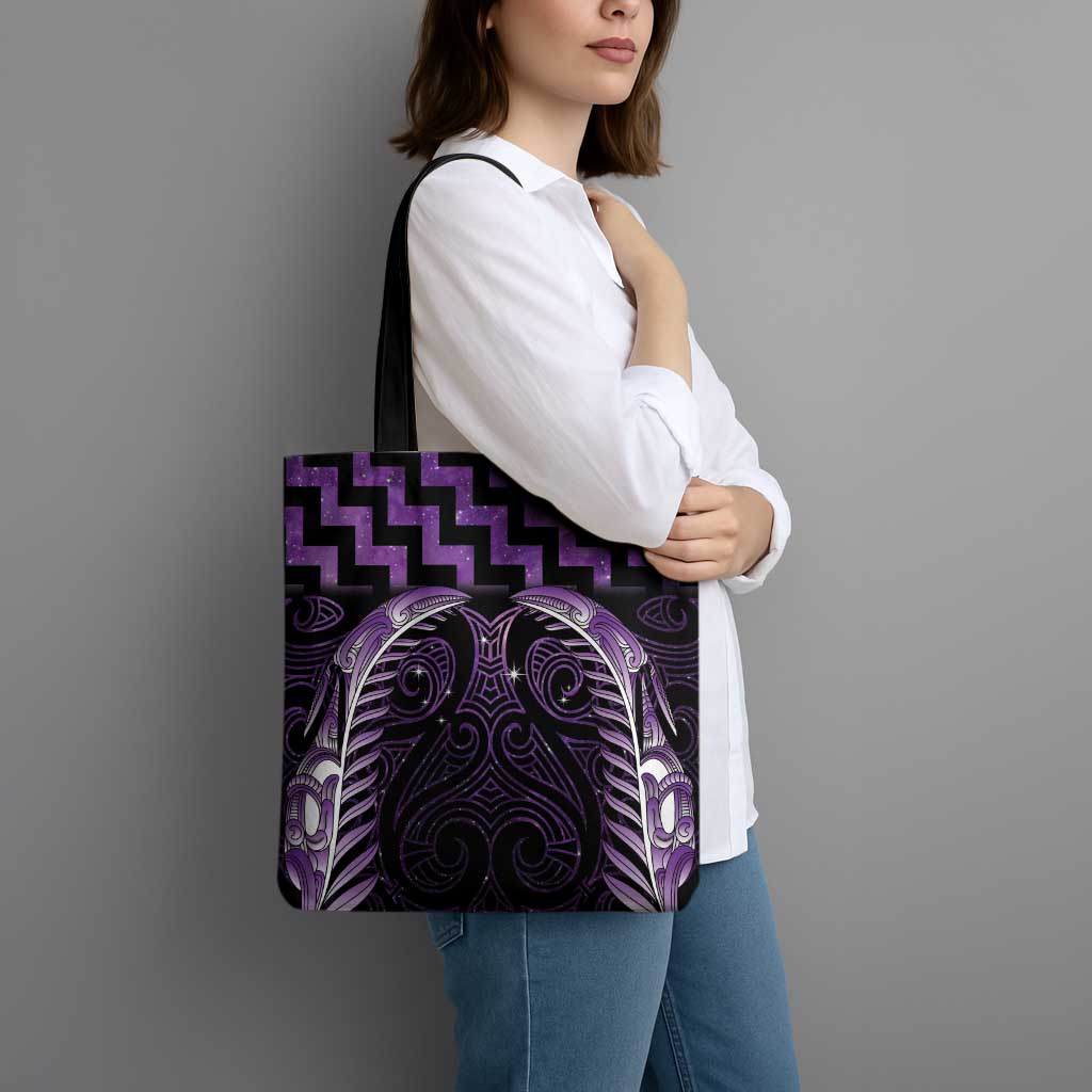 Purple Matariki New Zealand Tote Bag Maori Poutama Galaxy Vibes LT14 - Polynesian Pride