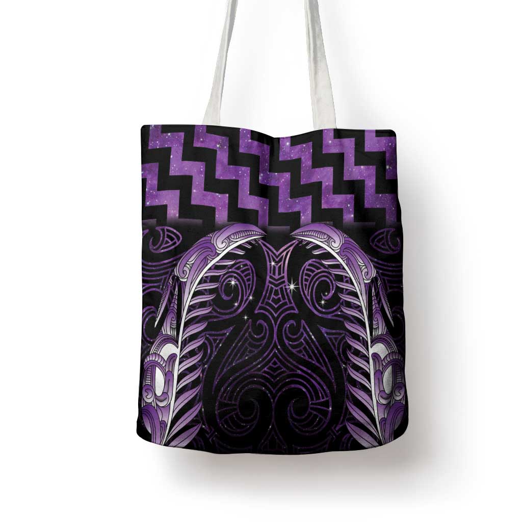 Purple Matariki New Zealand Tote Bag Maori Poutama Galaxy Vibes LT14 - Polynesian Pride
