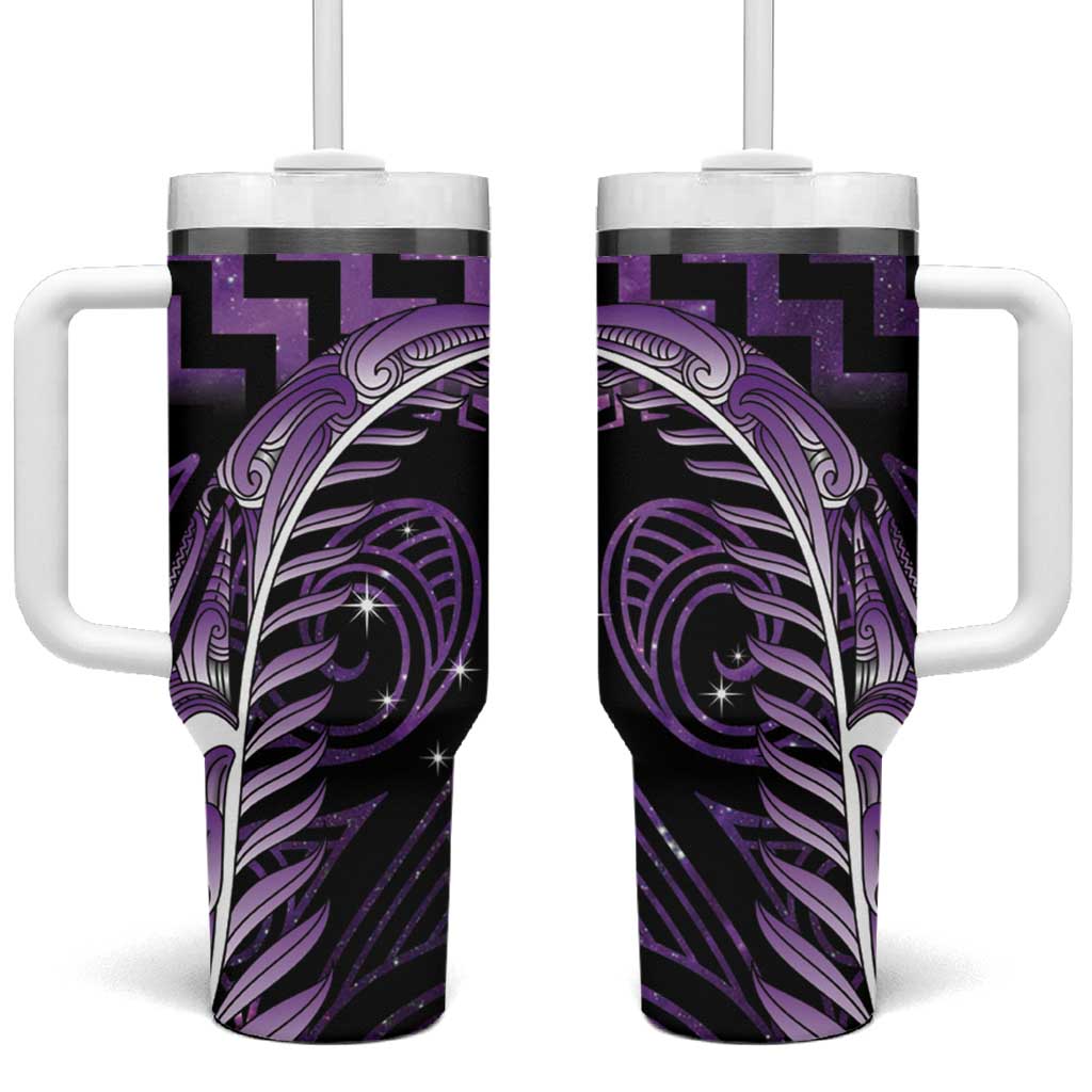Purple Matariki New Zealand Tumbler With Handle Maori Poutama Galaxy Vibes LT14 One Size: 40 oz Purple - Polynesian Pride