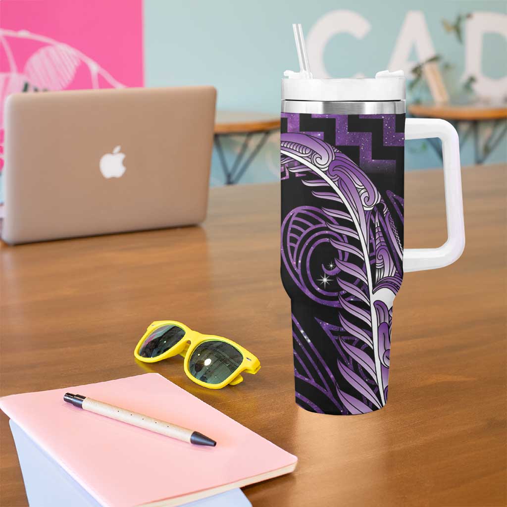Purple Matariki New Zealand Tumbler With Handle Maori Poutama Galaxy Vibes LT14 - Polynesian Pride